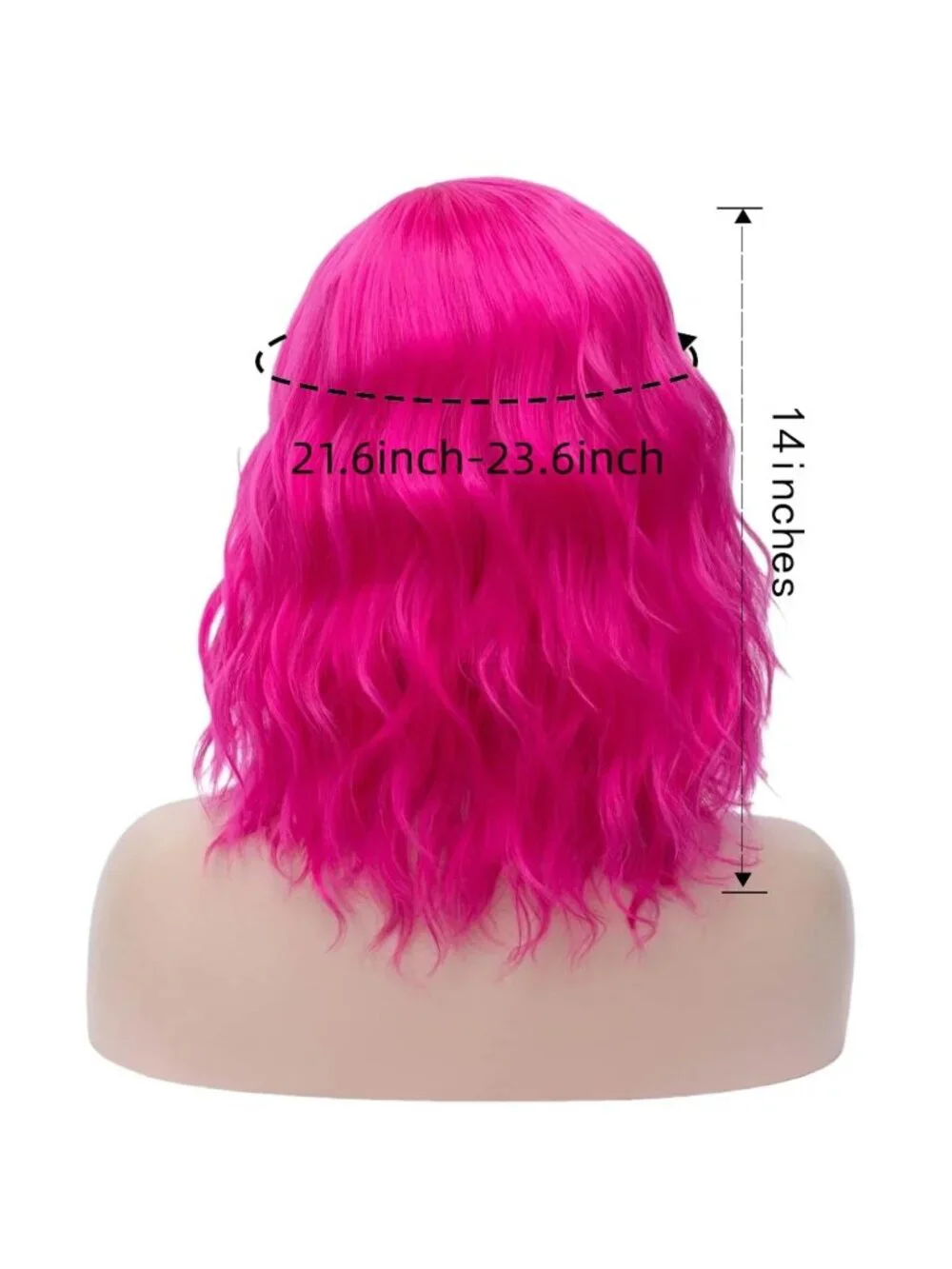 Women's Dark Pink Wavy Curly Bob Wig Heat Resistant Cosplay Halloween Party
